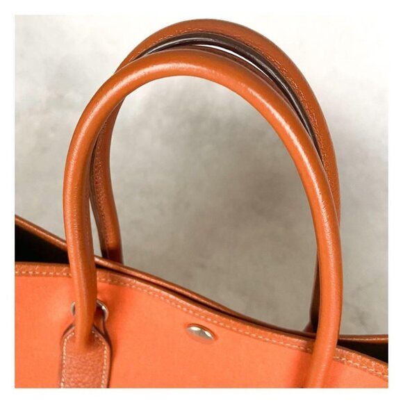 Hermes Garden Party TPM Buffalo Toile Orange Leather Tote Bag Shoulder Handbag - Picture 10 of 11
